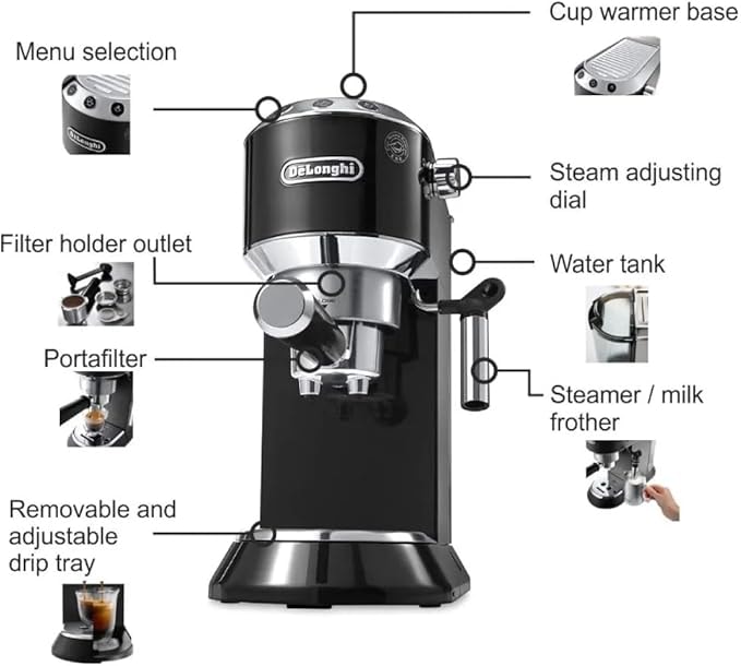 ماكينة تحضير القهوة والاسبريسو ديلونجي،-اسود، موديل EC 685.BK - عرض بديل