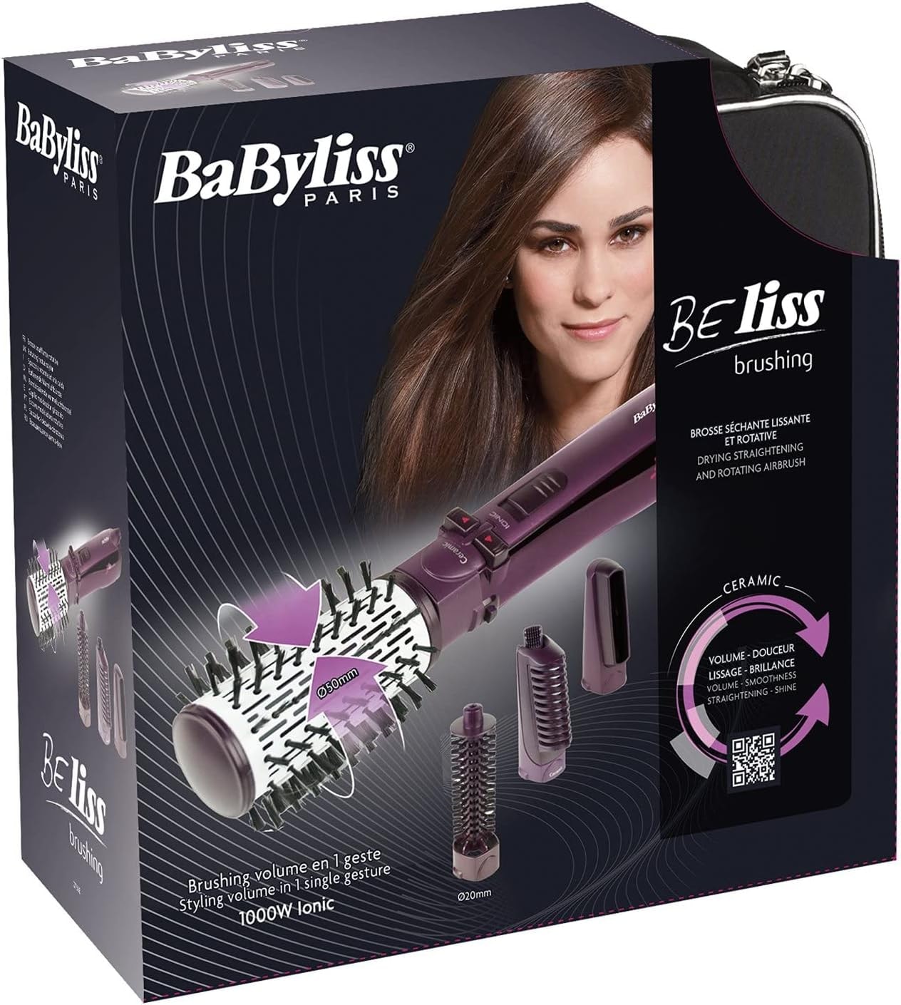 فرشاة شعر كهربائية دوارة بيبي ليس، 1000 وات، 2736E - بنفسجي (ضمان دولي )