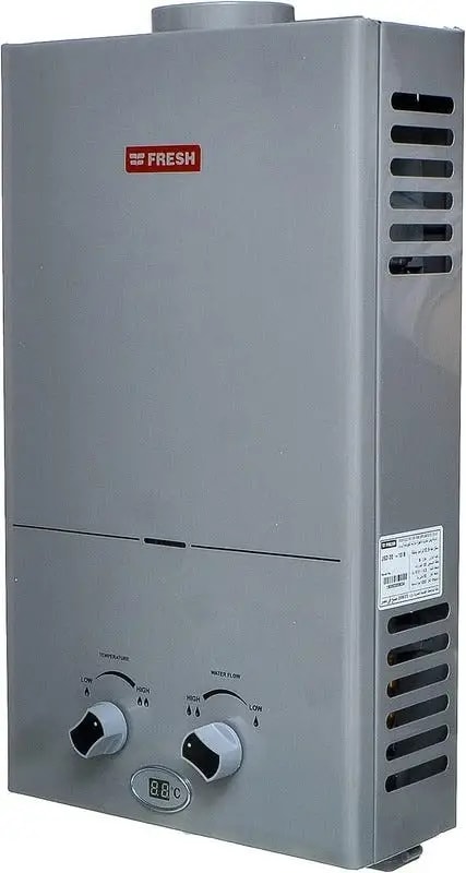 سخان غاز فريش، مع ادابتور، 10 لتر - فضي