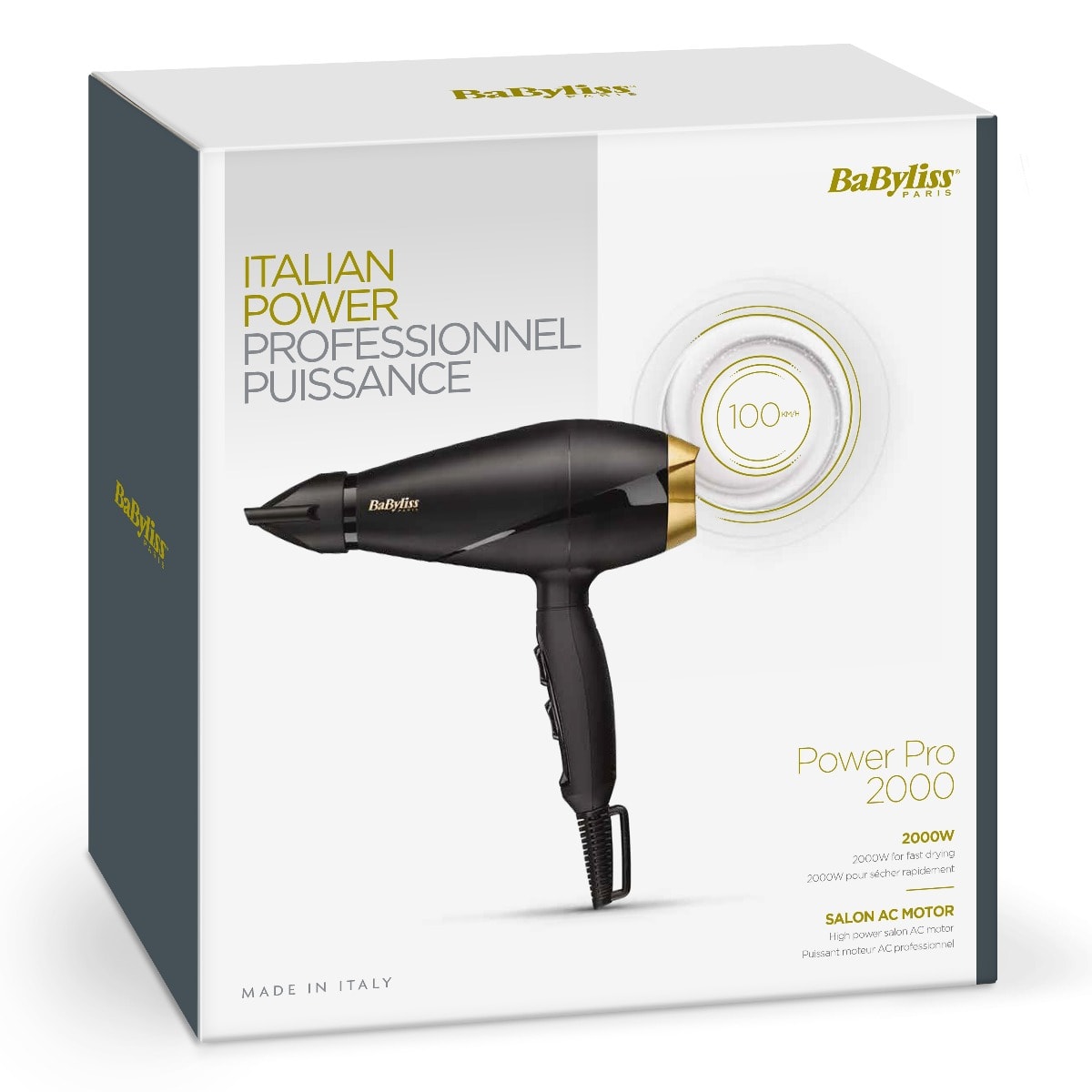 Babyliss Power Pro 2000 Hair Dryer 2000 Watt , Black and Gold - 6704E - alternate view